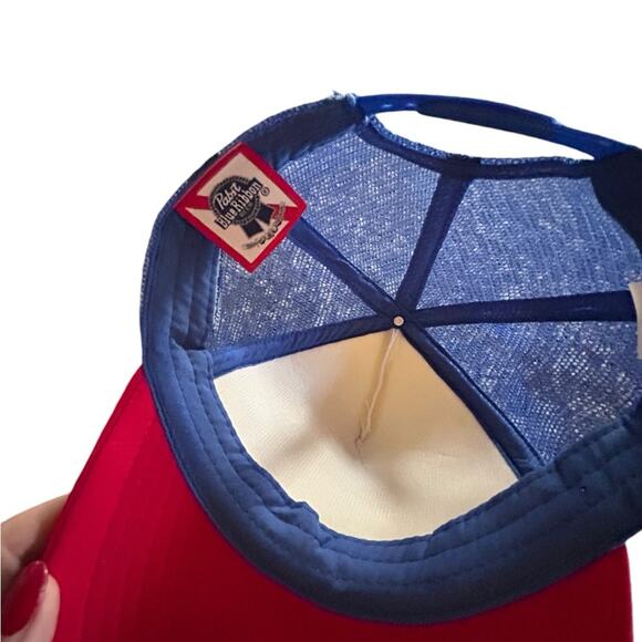 Pabst Blue Ribbon Beer Trucker snap back hat one size. Unisex - Picture 9 of 9